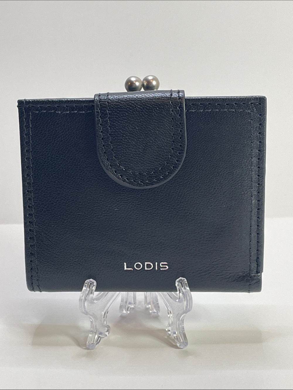 Lodis Black Leather Compact Card & Coin Holder